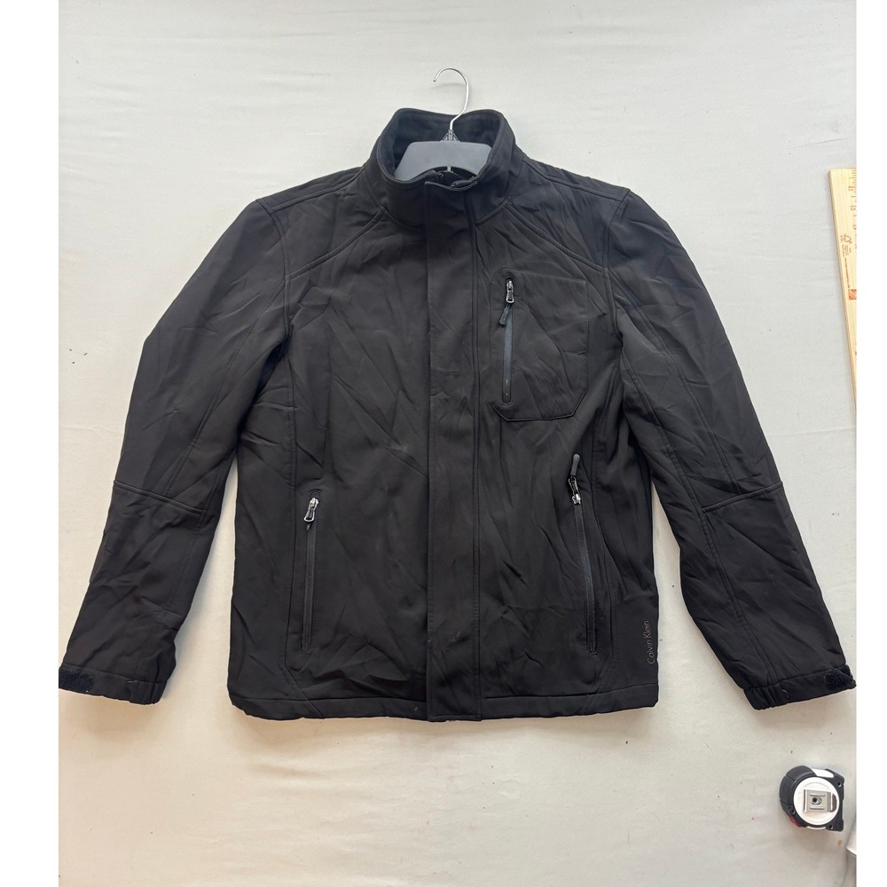 Calvin Klein Mens Softshell Jacket Black Water Resistant Wind Protection Small